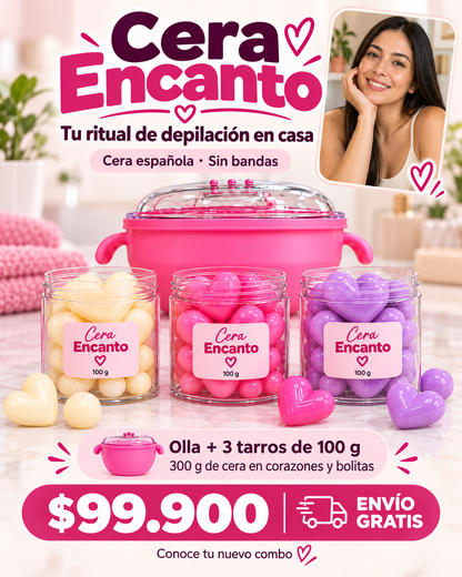 Kit de Depilación Profesional en Casa — Olla Calentadora + Cera española encanto🌸