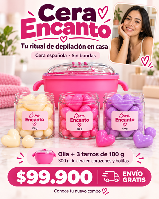 Kit de Depilación Profesional en Casa — Olla Calentadora + Cera española encanto🌸