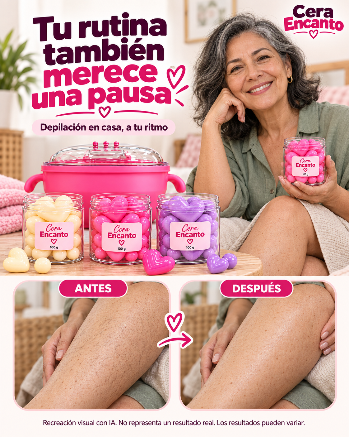 Kit de Depilación Profesional en Casa — Olla Calentadora + Cera española encanto🌸