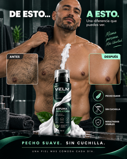 VELM MEN – Espuma Depilatoria para Hombre | Piel Suave Sin Cuchilla