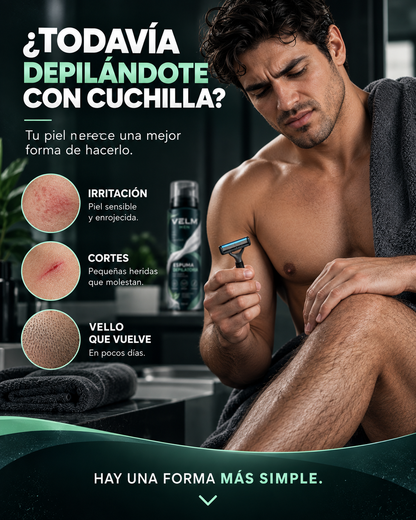 VELM MEN – Espuma Depilatoria para Hombre | Piel Suave Sin Cuchilla